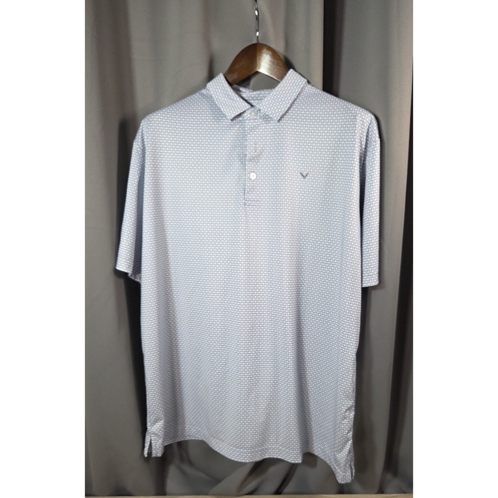 Callaway Opti•Dri Geometric Polo Shirt Mens XL Gray Golf Performance Stretch